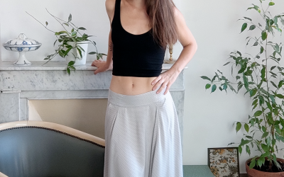 Jupe vintage en viscose à pois